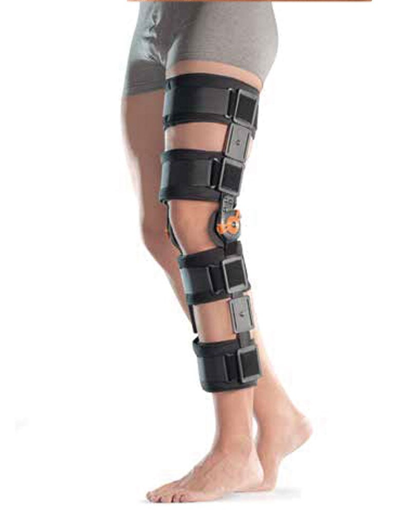 Post-operatory knee brace with range of motion system open version KPO