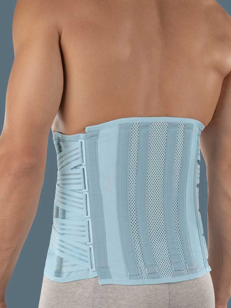 Augsta ortoze jostas daļas stabilizēšanai un atbalstam ar elastīgiem, pastiprinātiem balstiem.