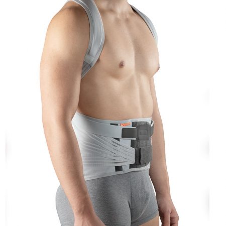 Dorsal-lumbar corset with shoulder straps and a support frame FLEX-B 